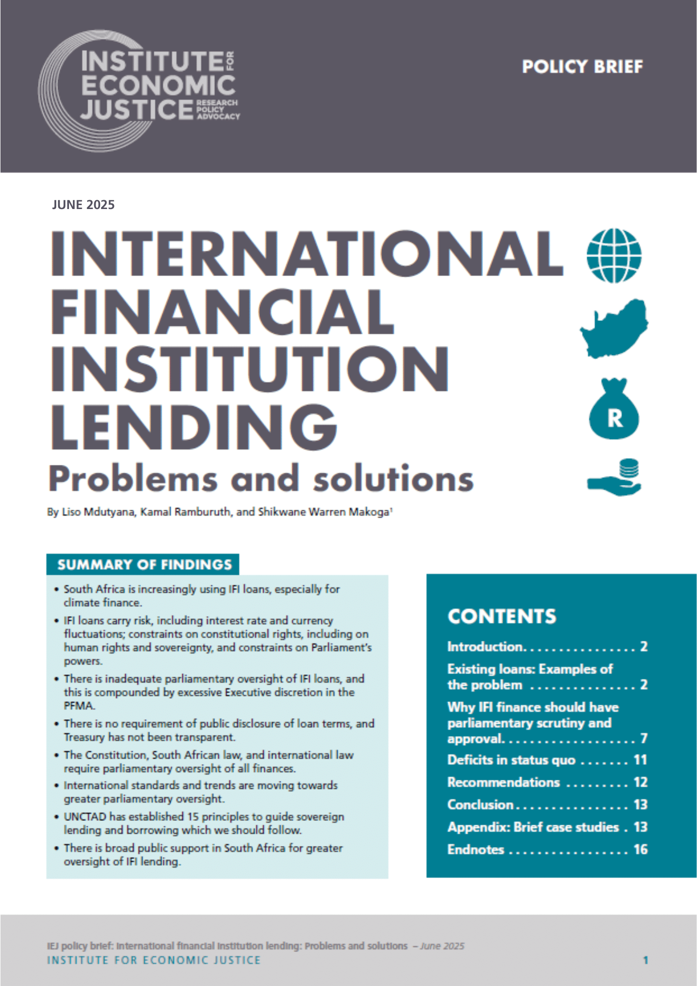 International Financial Institution Lending: Problems and solutions - Policy Brief