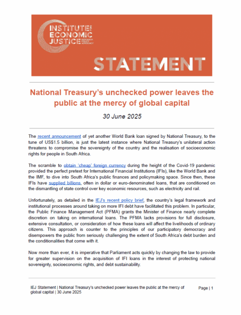 Statement | National Treasury’s unchecked power