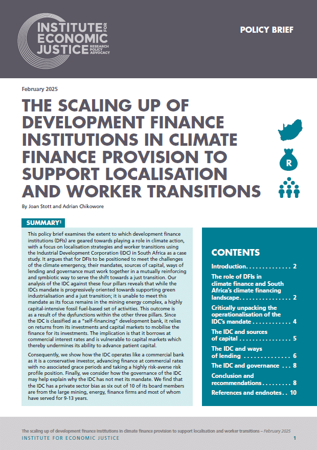 Policy Brief | The scaling up of development finance institutions in climate finance provision to support localisation and worker transitions