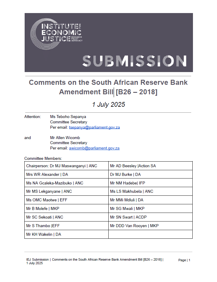 Comments on the SARB Amendment Bill